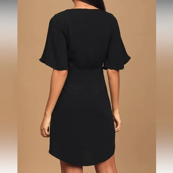 Lulu’s with this kiss black flutter sleeve mini dress - Picture 2 of 10